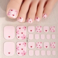 22Tips Pink Flowers Toenail Polish Sticker Summer Floral Baking Free Toe Nail Strips Full Cover DIY Foot Decoration Stickers