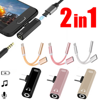 2 In 1 Type-C To 3.5mm Jack Converter Earphone Audio Adapter Cable for Huawei Xiaomi Type C USB To 3.5 MM Headphone Aux Cable