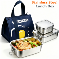 304 Stainless Steel Lunch Box 850ml Leak Proof Bento for Kids Adults 3 Compartment Portable Dishwasher Safe Food Container 2026