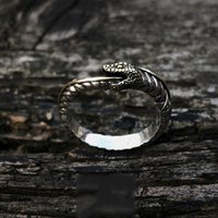 Vintage Ouroboros Snake Ring Men Jewelry Adjustable Exquisite Carved Snake Ring S925 Male Gold Collision Tail Finger Accessories