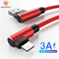 90 Degree USB Cable For iPhone 11 12 13 14 Pro X XR Max SE 6s 7 8 Plus Mobile Phone Lead 3m Fast Charging Cord Data Charger Wire