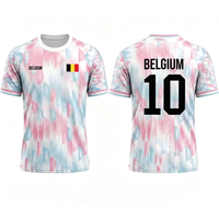 Nouveau maillot de football d'été à imprimé drapeau belge, séchage rapide, respirant, pour l'entraînement de football, unisexe, décontracté, sportif, haut parent-enfant