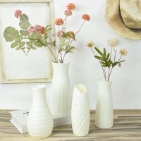 Modern Plastic Vase White Nordic Style Plastic Flower Pot Storage Bottle for Flowers Home Living Room Office Desktop Ornaments