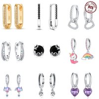 New 925 Sterling Silver Heart Hoop Earrings Inlaid Zircon CZ Infinity Love Golden Earrings For Women Wedding Gift Luxury Jewelry