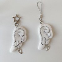 1pc INS Y2K Retro Fabric Star Chain Wing Angel Pendant Keychain Mobile Phone Chain Ornament Decor Gift