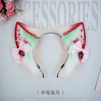 Cat ear headband COSPLAY strawberry bow ear headdress sweet and cute girl lolita accessories simulation cat ear headdress