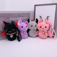 14cm Vampire Bat Keychain Plush Toys Cute Bat Cameo Plush Pendant Witch Crystal Keychain Doll Car Bag Hanging for Halloween Gift