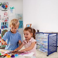Art Drying Rack -16/25 Removable Shelves, Mobile Paint Drying Rack with Four Lockable Wheels, Ideal for Schools and Art Studios