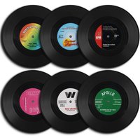 Set of 6 Colorful Retro Vinyl Record Disk Coasters for Drinks Vinyl Record Coaster Set Coffee Table Decor