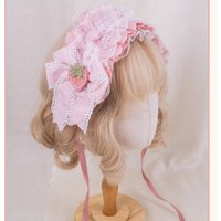 Sweet and Cute Versatile Lolita Bow Strawberry Lace Headband Soft Girl Elegant Bud Pink Silk Braided Headband