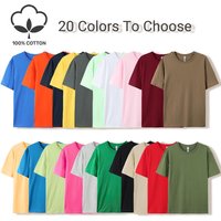 20 Colors Solid Color Summer Soft 100% Cotton Womens T-Shirts Y2K Loose Clothes Fashion Tee Tops Street Multicolor Short Sleeve