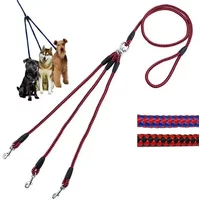 1Set 3 Way No-Tangle Triple Couple Adjustable Nylon Pet Dog Walking Leash Lead with Padded Soft Handle Breakaway 3 Heads