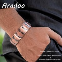ARADOO 3X Strong Magnetic Pure Copper Bracelet Men's Wristband with Jewelry Box