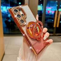 Glitter Diamond Butterfly Bracket Case for Samsung Galaxy S26 S25 Ultra S23 S22 Plus S24 FE A55 A56 A16 A54 Gradient Stand Cover