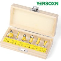 6PCS 1/4'' 6mm Shank Solid Cemented Carbide Router Bit Tools Set,Trimming Machine Cutter,Woodworking Milling Cutter,Optional Box