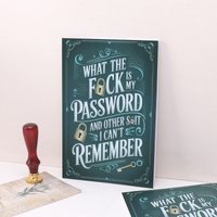 Fun Password Notebook with Teal Cover Gold Key Design - Ideal for Secure Internet & Computer Login, Ideal for Home, Office