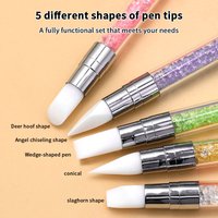 5Pcs Nail Art Pen Double Head Silicone Flower Sculpting Pen Adjustable Glue Stick Embossing Pen Nail Art Brush Every Home Tool