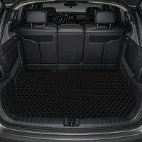 1pc Car Trunk Mat Polyester Fiber Fabric Universal Black Rhombus Pattern Anti-Slip Waterproof Auto Rear Cargo Liner Protector
