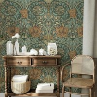 William Morris Honeysuckle Trellis Wallpaper Peel and Stick. Vintage Floral Wall Mural For Room Decor,Self-adhesive Or Tradition