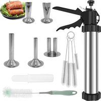 Stainless Steel Manaul Sausage Stuffer Jerky Gun Meat Syringe Home Made Homemade Sausage Tool for Home Kitchen Jerky Stuffer Kit