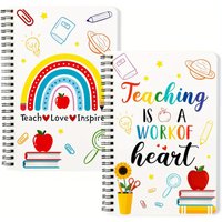 2 A5 Teacher Spiral Notebooks, Teacher Appreciation Notebooks, Hardcover Journals, Writing Notebooks, School Office Supplies