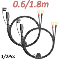 0.6/1.8m SAE Cable With Fuse Terminal O Connector Battery Charger Extension Adapter Wire 18AWG 12-24V Terminal,1-2Pcs/Lot