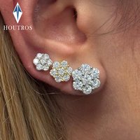 2.5/3/5mm Moissanite Cluster Flower Stud Earrings GRA Certified 925 Sterling Silver Party Wedding Earrings for Women Jewelry