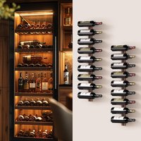 wall mount nine-layer Metal red wine rack with wooden frame board
