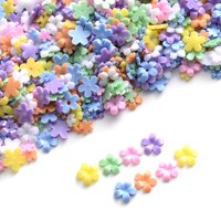300-500 pièces 3/6mm minuscule mélange de fleurs dos plat perles acryliques pour Art décoration des ongles bricolage Scrapbook ornement fournitures