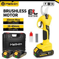 MELLWIN 30mm Brushless Electric Pruning Scissors 2 Gears Cordless Fruit Tree Bonsai Pruner Shear Tool For Makita 18V Battery Pin