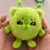 10CM Cute Green Cat Plush Toy Cartoon Animal Keychain Creative Backpacks Pendant Soft Furry Decor Toy For Bag