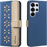 Cards Solt Wallet Leather Bag Case For Samsung Galaxy S25 Ultra S24 Plus S23 S25Edge A36 A16 A06 A26 A56 RFID Bag Flower Cover