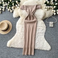 Long Dress Women Dresses Vestidos Y2k Streetwear Off Shoulder Hip Wrap Elegant Knit Slim Fit Party Night Work 2026 Summer