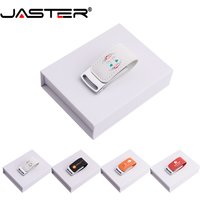JASTER Leather Pen Drive 128GB with Paper Box USB 2.0 Flash Drives 64GB 32GB 16GB Free custom logo Creative Wedding Memory Stick