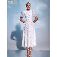 Clacive Summer Loose Print Women Dress Fashion O-Neck Short Sleeve Ankle Length Dresses Elegant Classic High Waist Female Dress
