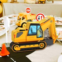 1Set Cartoon Excavator Theme Pinata Bundle with Blindfold Stick for Birthday Party Decoration