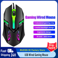 USB LED Colorful Luminous Button Gaming Mouse Wired Mouse For PC Gamer Computer Desktop Laptop Mice DPI1200 RGB Ergonomic Mouse