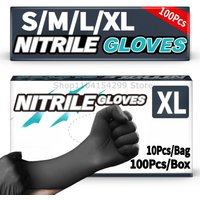100/50/20PCS Black Nitrile Gloves Disposable Thick Powder Free Cleaning Gloves Textured Kitchen Household Mechanic Tattoo Gloves