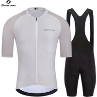 SANCUAX Men Cycling Jersey Set Short Sleeve Quick Dry Breathable Road Bike Ccycling Clothing with Pockets Summer Bike Clothing