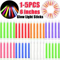 5pcs/set Glow Light Sticks with Hook 6 inch Fluorescence Light for Hiking Camping Outdoor Emergency Concert Party Light Sticks