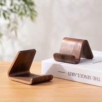 2-in-1 Black Walnut Solid Wood Phone Stand & Business Card Display Rack - for Home and Office Desk Decor