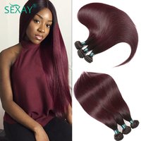 1B 99J Burgundy Bundles 1 Pc Ombre Dark Wine Red Brazilian Silky Straight Human Hair Weave Bundles 10-28 Dark Roots 2 Tone Hair