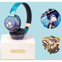 Genshin Headphone Wanderer Headphone Game Impact Cosplay Portable Wireless Bluetooth Stereo Foldable Headset Adjustable Earphone