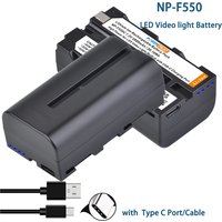 NP-F550 2800mAh Battery with USB Type C Port/Cable Camera Camcorder Video Light Monitor Battery for Sony NP-F550 F750 F950 F970