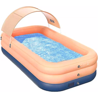 Rectangular Inflatable Pool, Automatic Sunscreen Family Outdoor PVC Pool