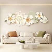 Cream wind living room LED light painting abstract texture painting art flower mural lamp with clock painting sofa background wa