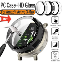 High Definition Glass+PC Case For Amazfit Active Max Screen Glass Anti-falling Protective Shell For Amazfit Active 3 Glass Cover