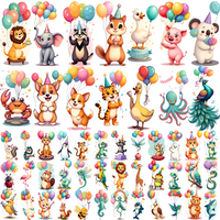 54pcs Kawaii Temporary Tattoo Kids Birthday Party Balloon Tiger Lion Tattoo Stickers Waterpfoof Cute Animal Body Arm Fake Tattoo