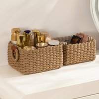 Multi-purpose Handmade Woven Storage Basket Paper Rope Design Desktop Organizer Container for Office Desk Small Items