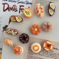 12Pcs French Bread Food Cake Sweet Donut Dessert Fridge Magnets Strong Magnetic Push Pin for Photo Message Traceless Fixed Decor